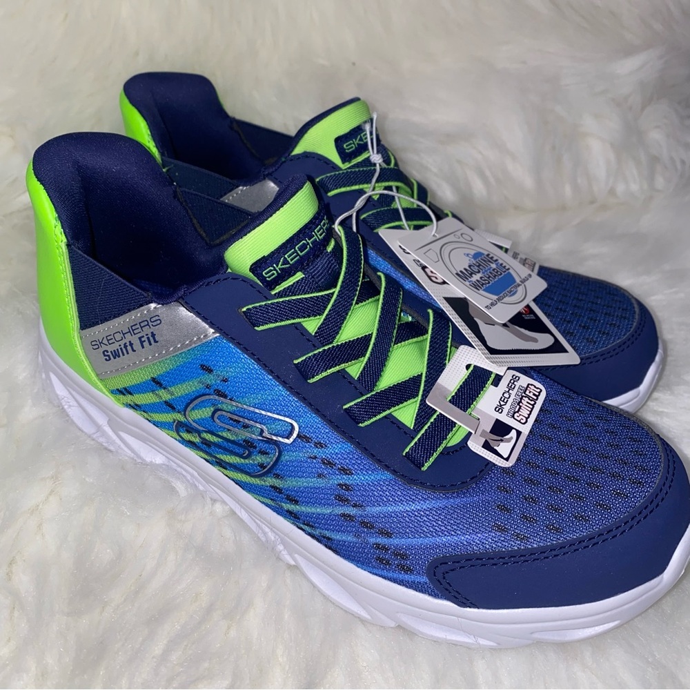 Skechers Sneakers Boys Swift Fit size 4 New in box Lime navy - Picture 5 of 10